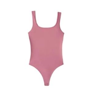 Abercrombie 90s Seamless Fabric Tank Bodysuit in Pink